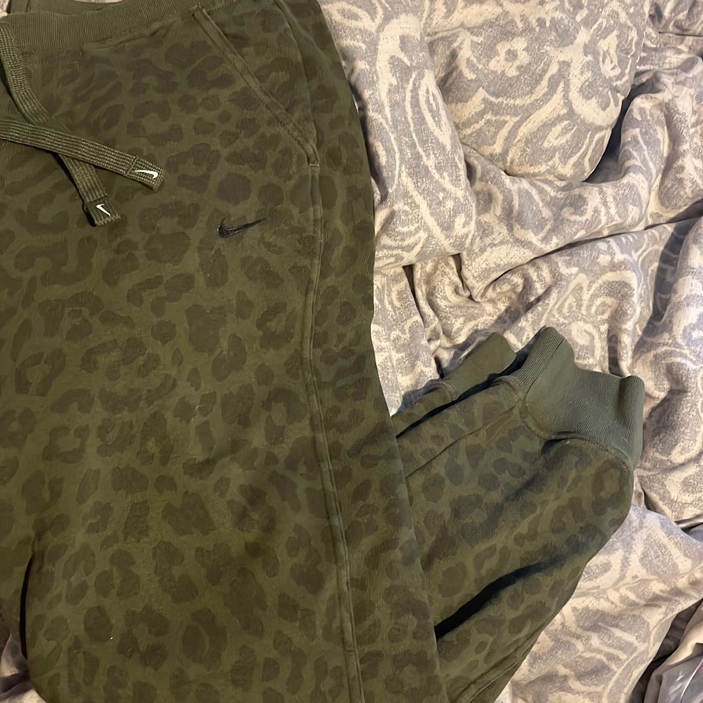 Green Cheetah print Nike sweats